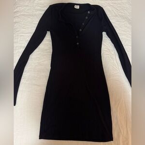 Wilfred Black Henley Long Sleeve Mini Dress